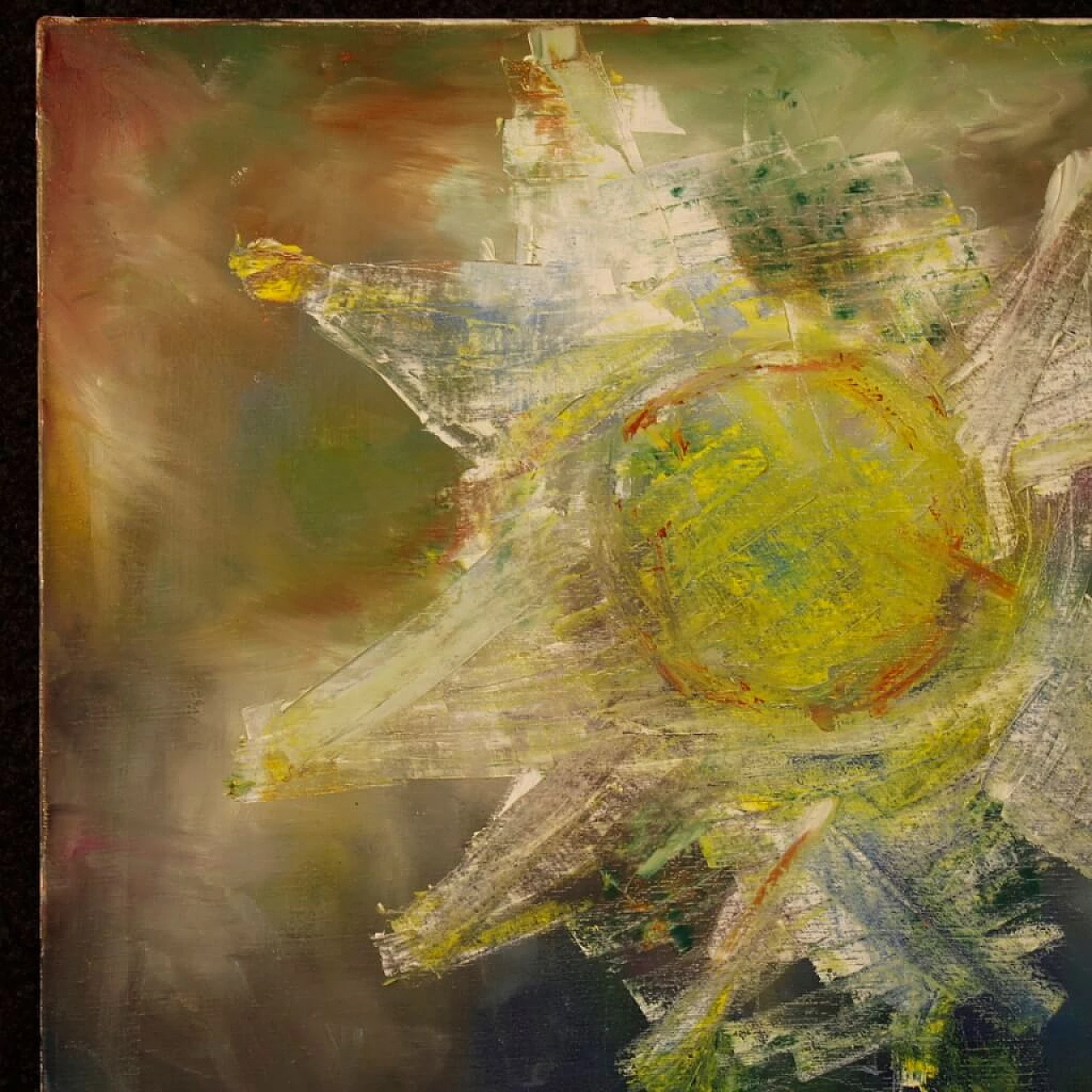 Dipinto olandese astratto, tecnica mista su tela, anni '90 10