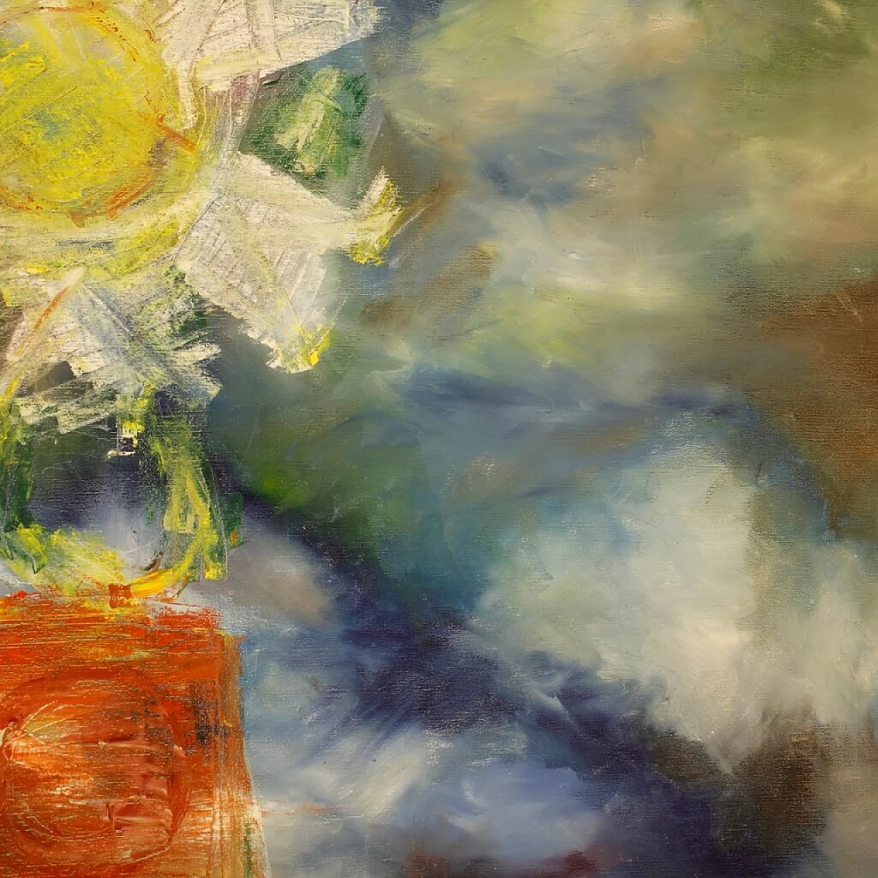 Dipinto olandese astratto, tecnica mista su tela, anni '90 11