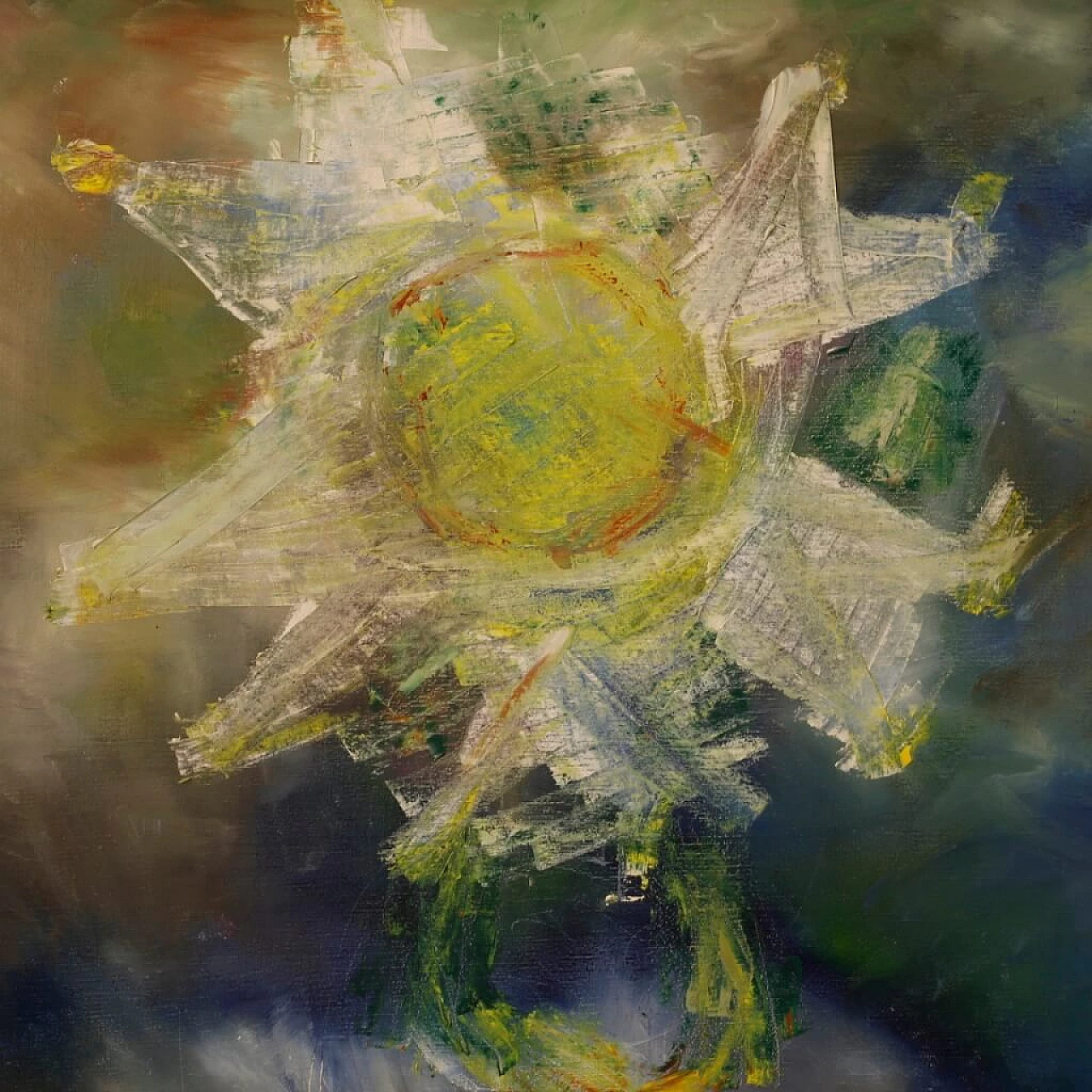 Dipinto olandese astratto, tecnica mista su tela, anni '90 12