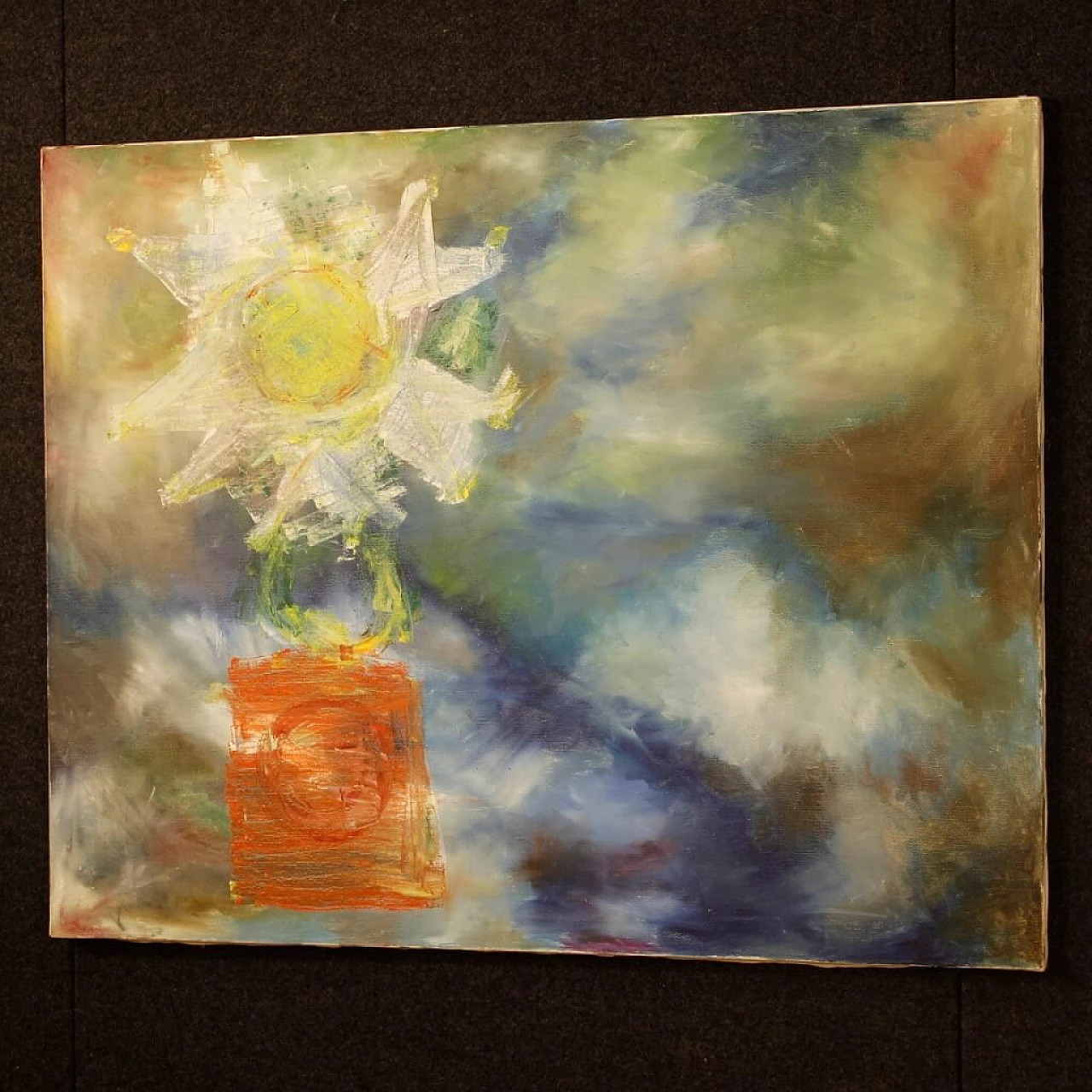 Dipinto olandese astratto, tecnica mista su tela, anni '90 13