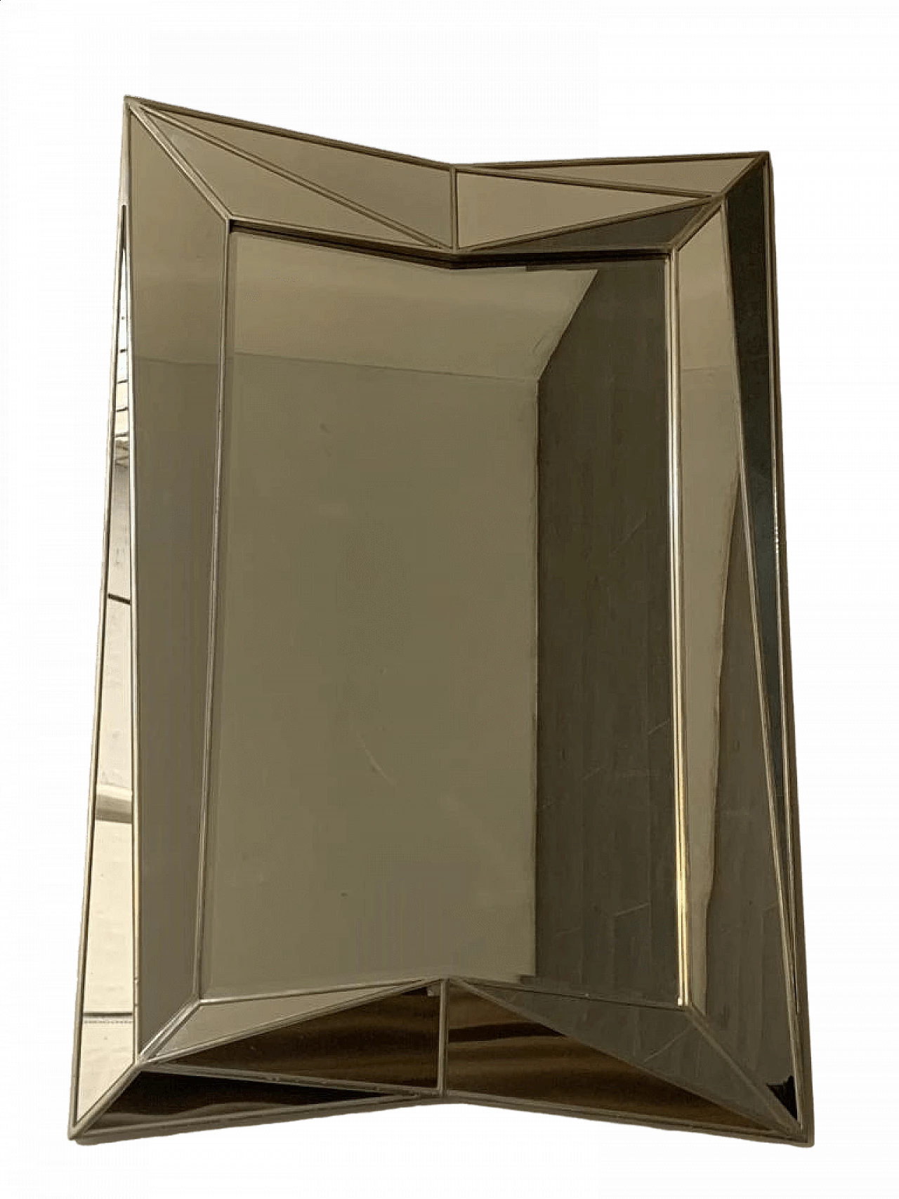 Silver-plated wooden mirror in cubist style by Serge Roche, 1970s 16