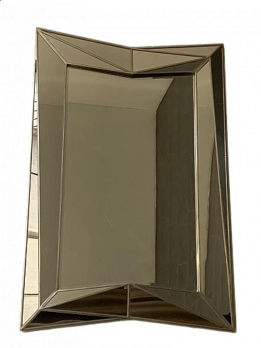 Silver-plated wooden mirror in cubist style by Serge Roche, 1970s