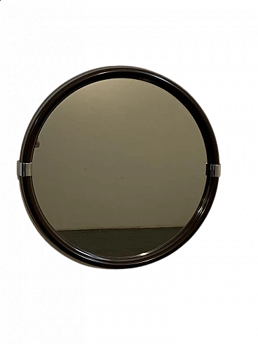 Specchio rotondo con cornice in plastica raccordata in acciaio per Carrara & Matta, anni '70