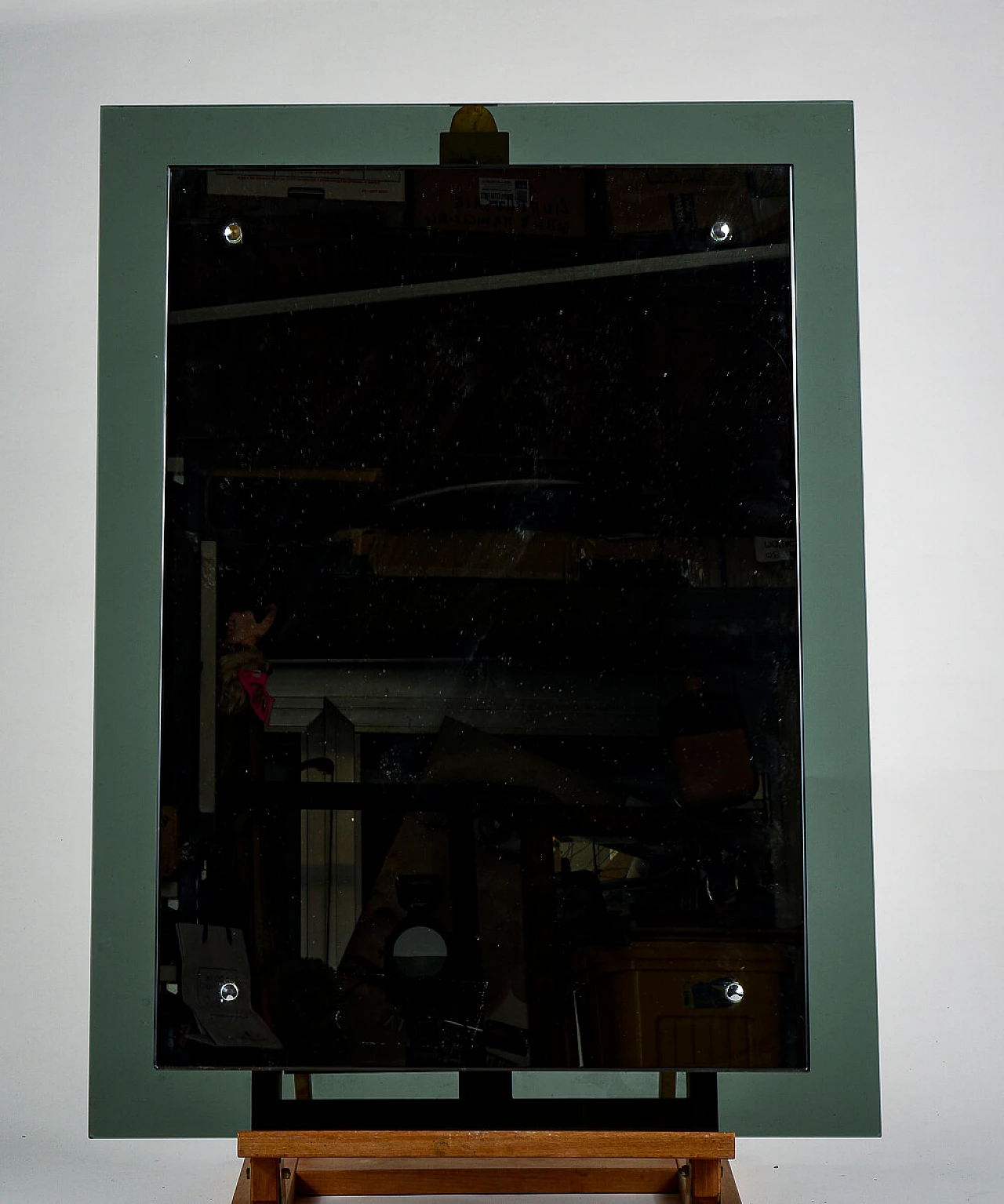 Burnished mirror with smoked glass frame, 1970s 1
