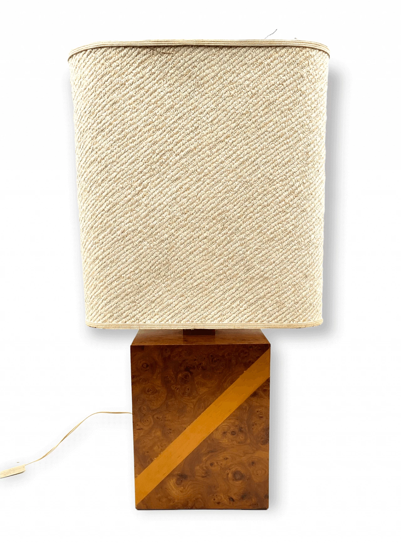 Hollywood Regency table lamp in cubic wood and brass, 1970s 6