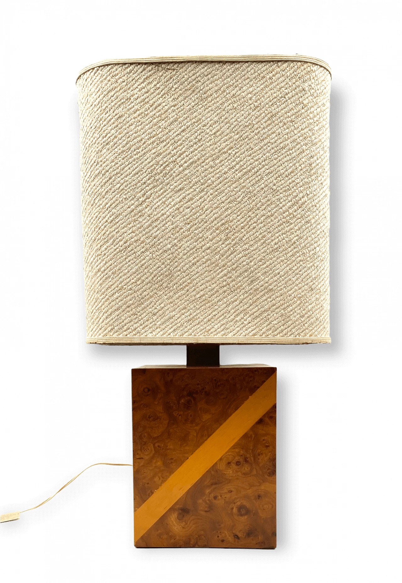 Hollywood Regency table lamp in cubic wood and brass, 1970s 8