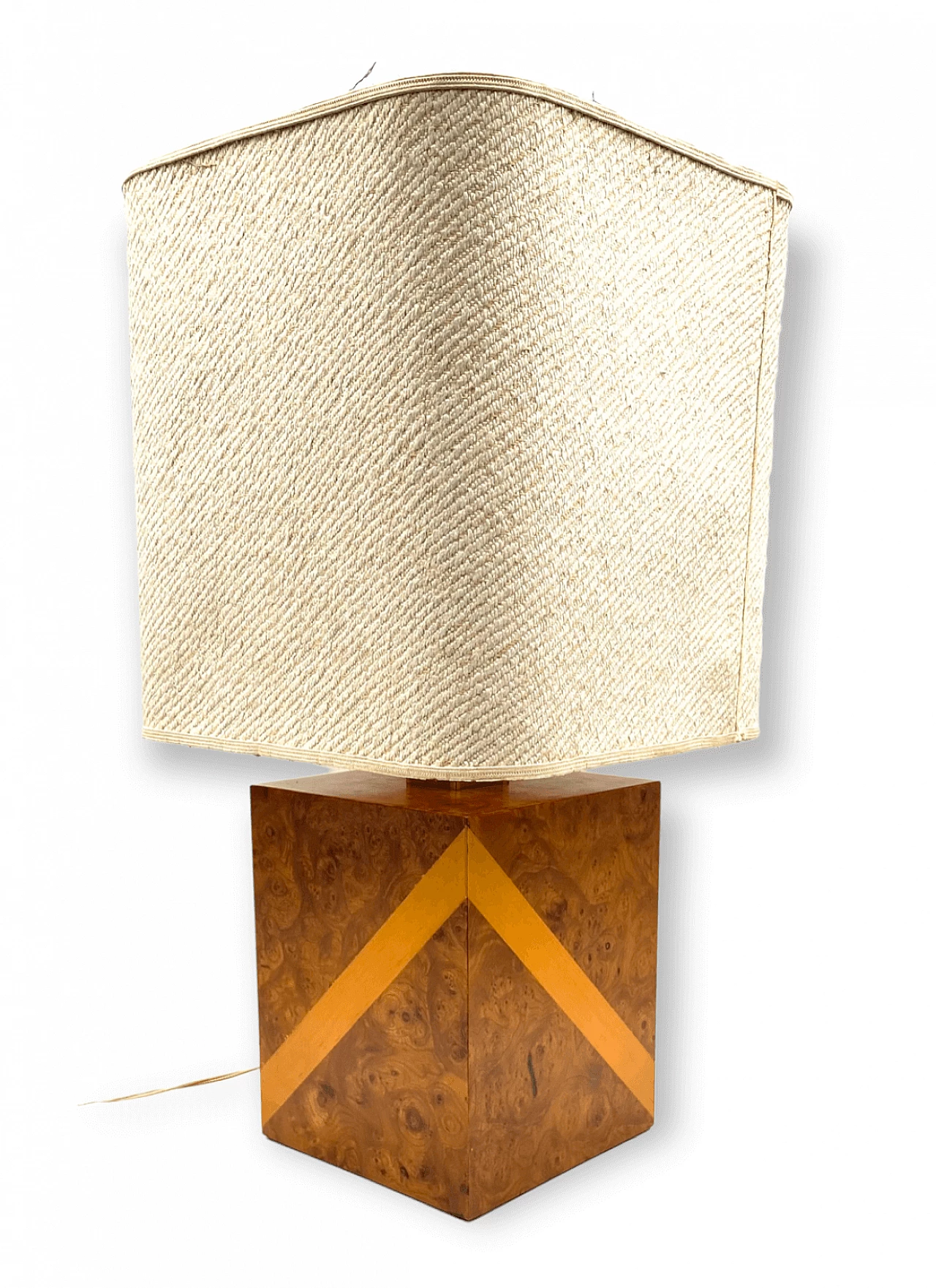 Hollywood Regency table lamp in cubic wood and brass, 1970s 11