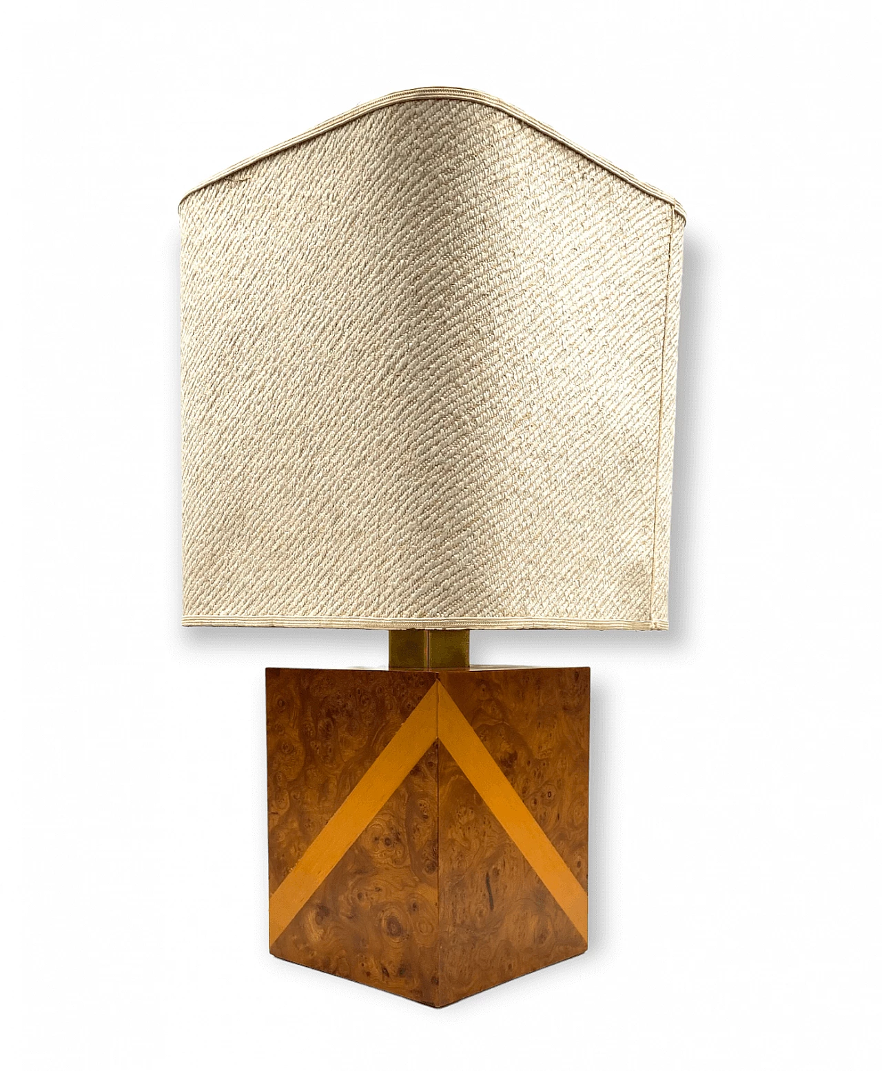 Hollywood Regency table lamp in cubic wood and brass, 1970s 13