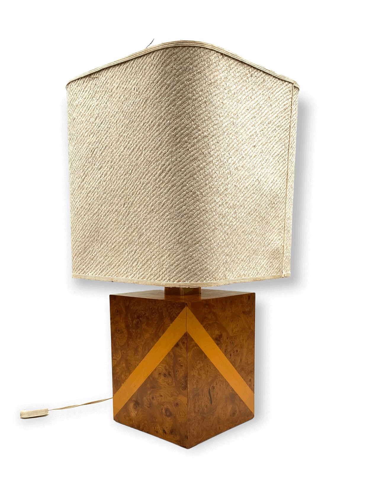 Hollywood Regency table lamp in cubic wood and brass, 1970s 14