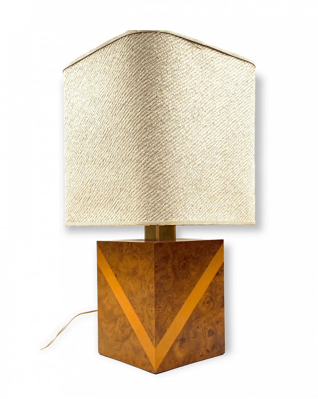 Hollywood Regency table lamp in cubic wood and brass, 1970s 19