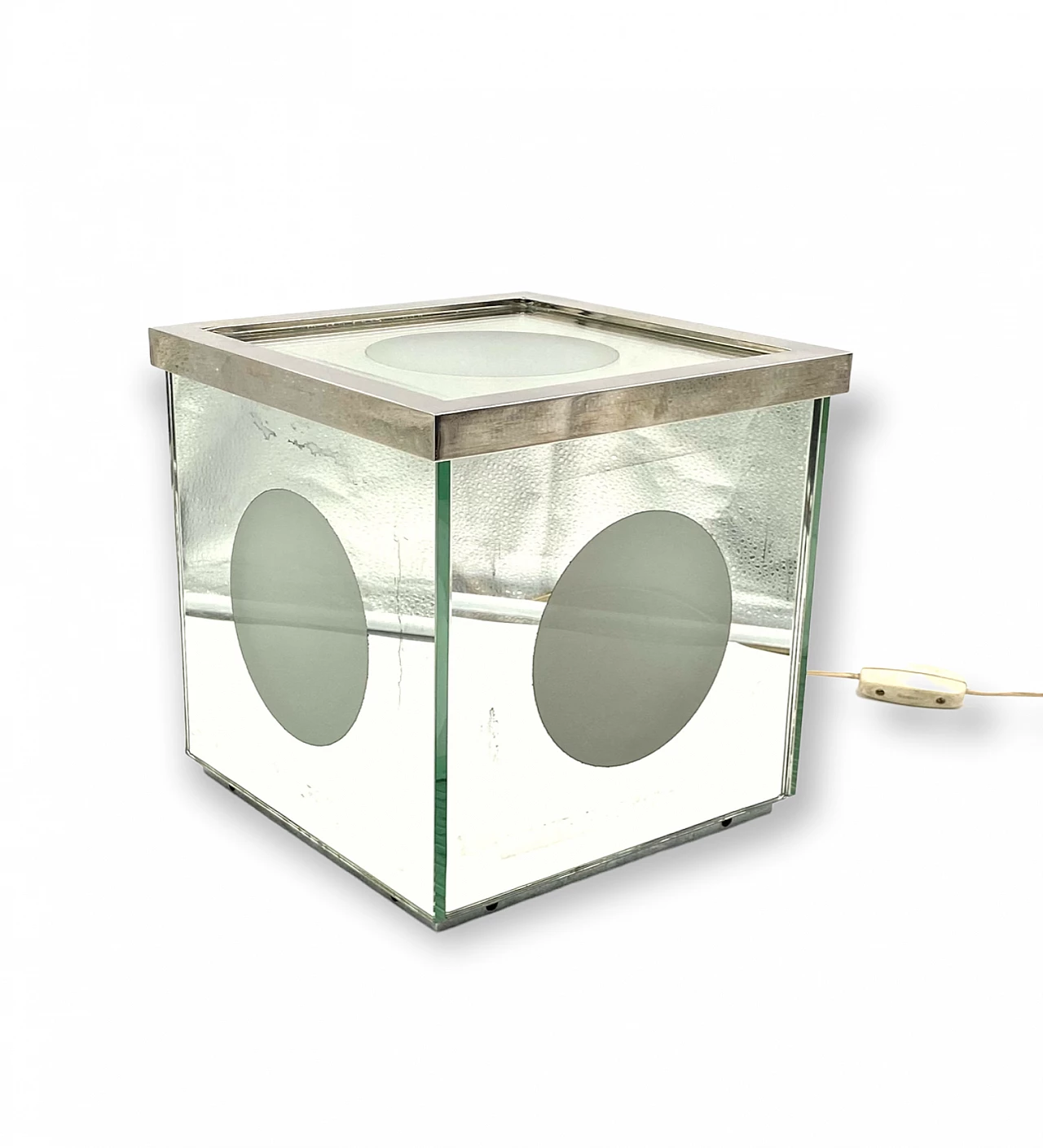 Cubic mirror table lamp, 1970s 1