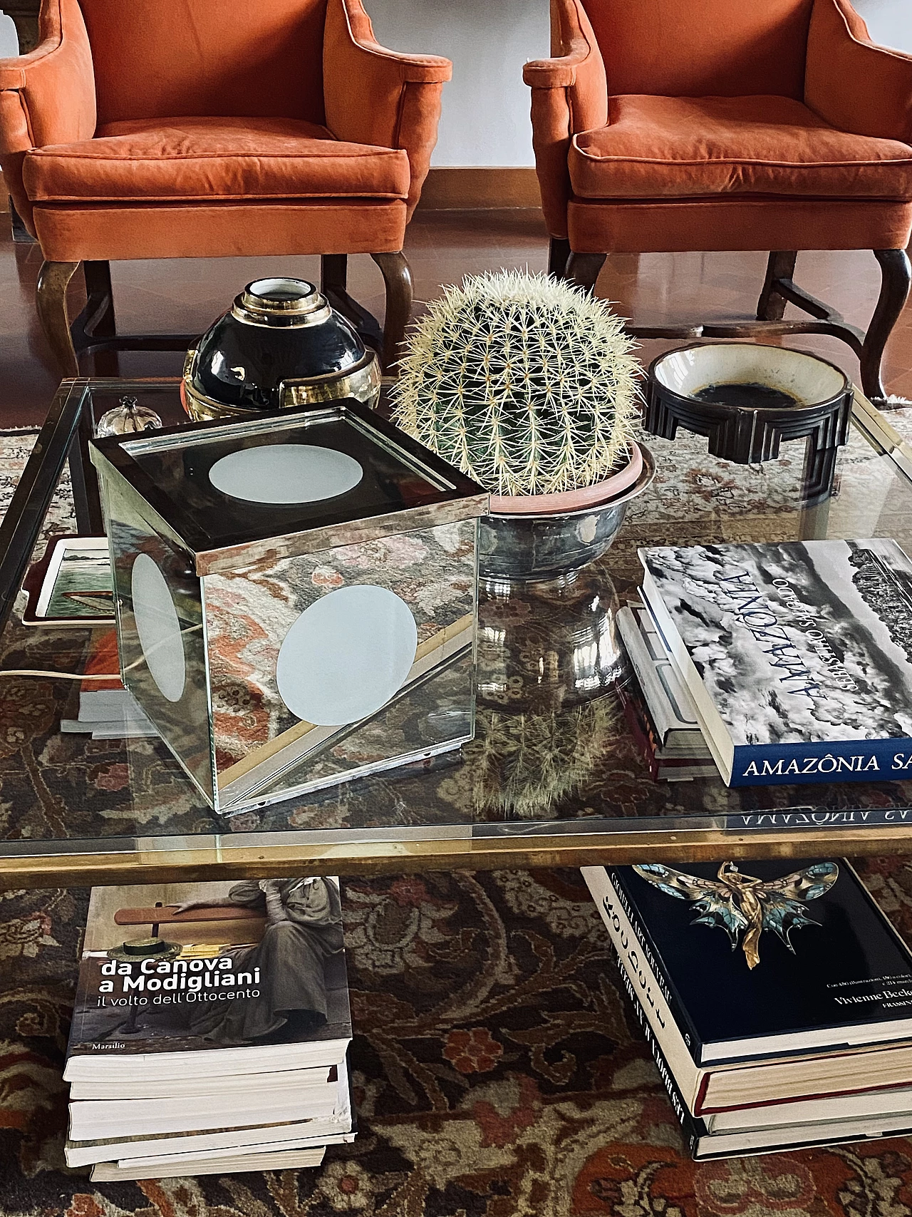 Cubic mirror table lamp, 1970s 5