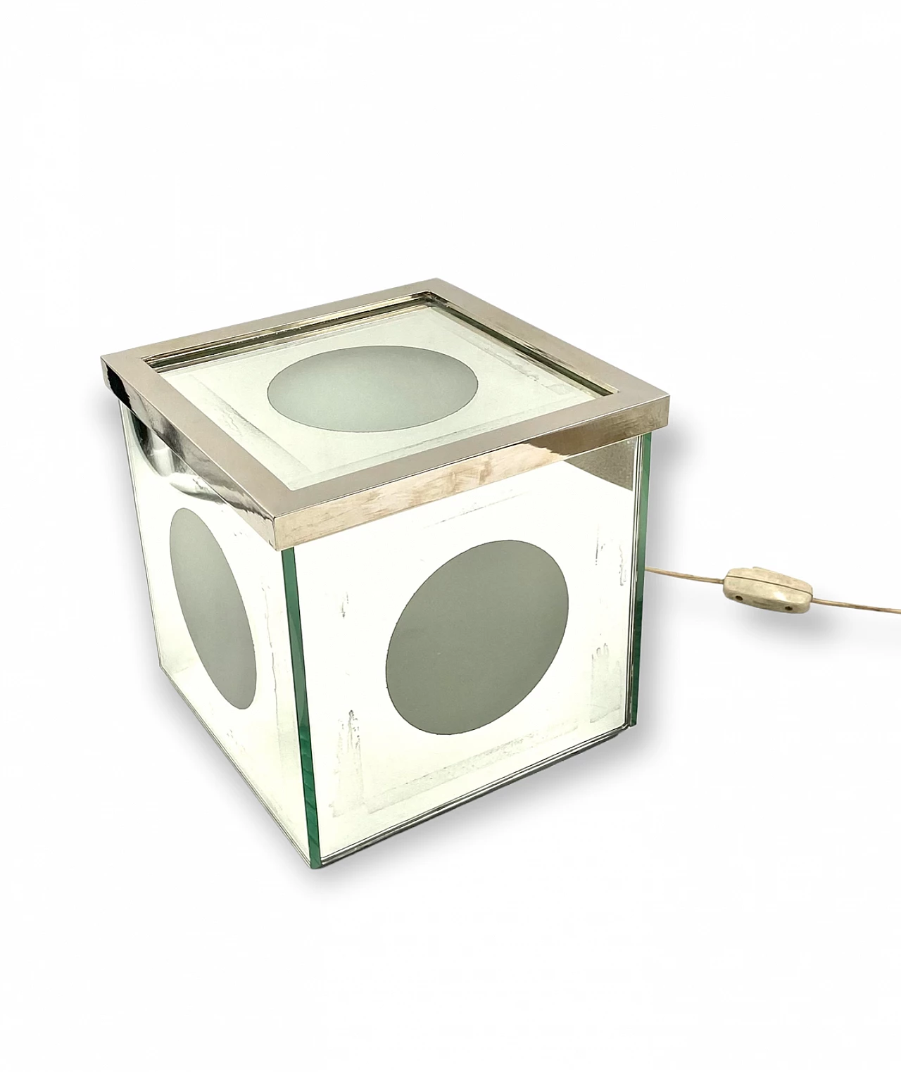 Cubic mirror table lamp, 1970s 6
