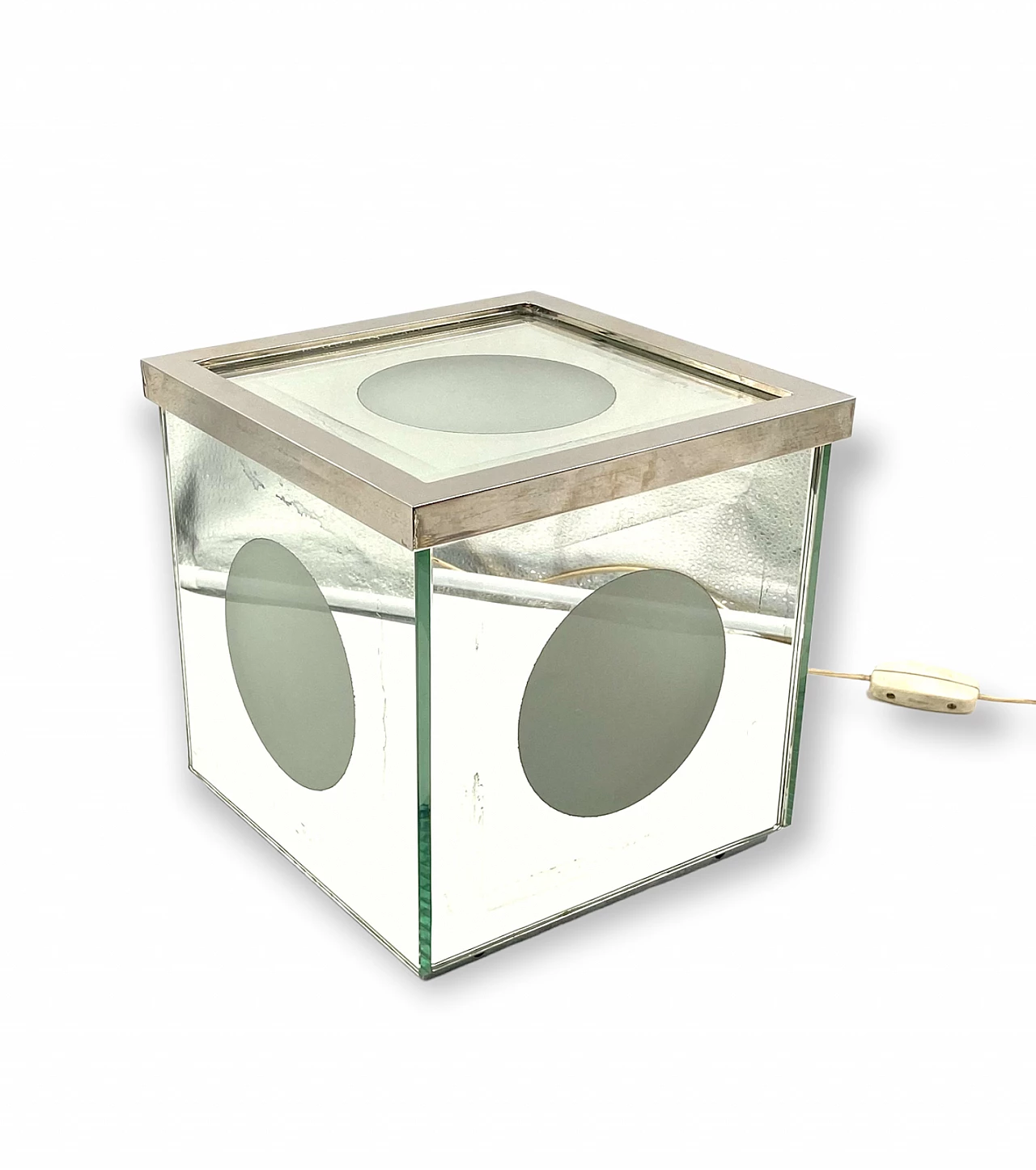 Cubic mirror table lamp, 1970s 10