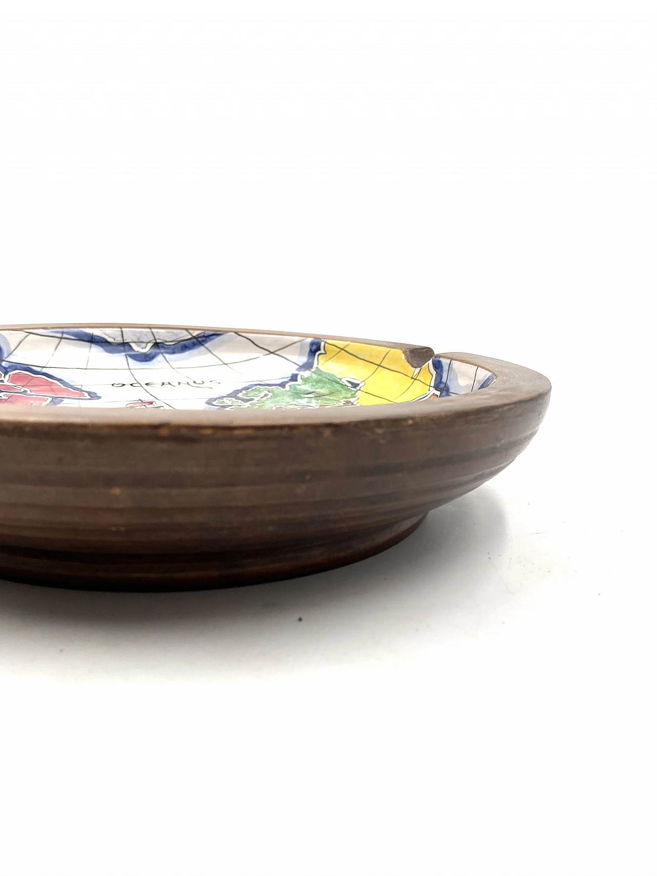 Ashtray with globe in polychrome ceramic by Zaccagnini, 1940s 12