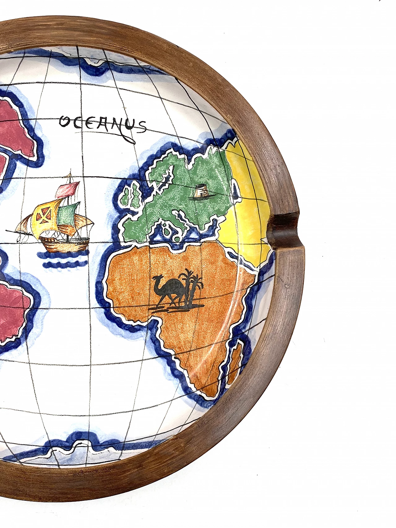 Ashtray with globe in polychrome ceramic by Zaccagnini, 1940s 22