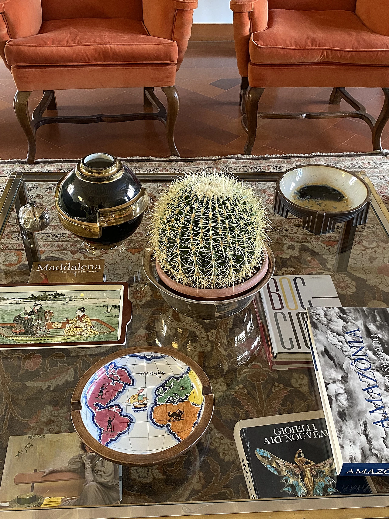 Ashtray with globe in polychrome ceramic by Zaccagnini, 1940s 28