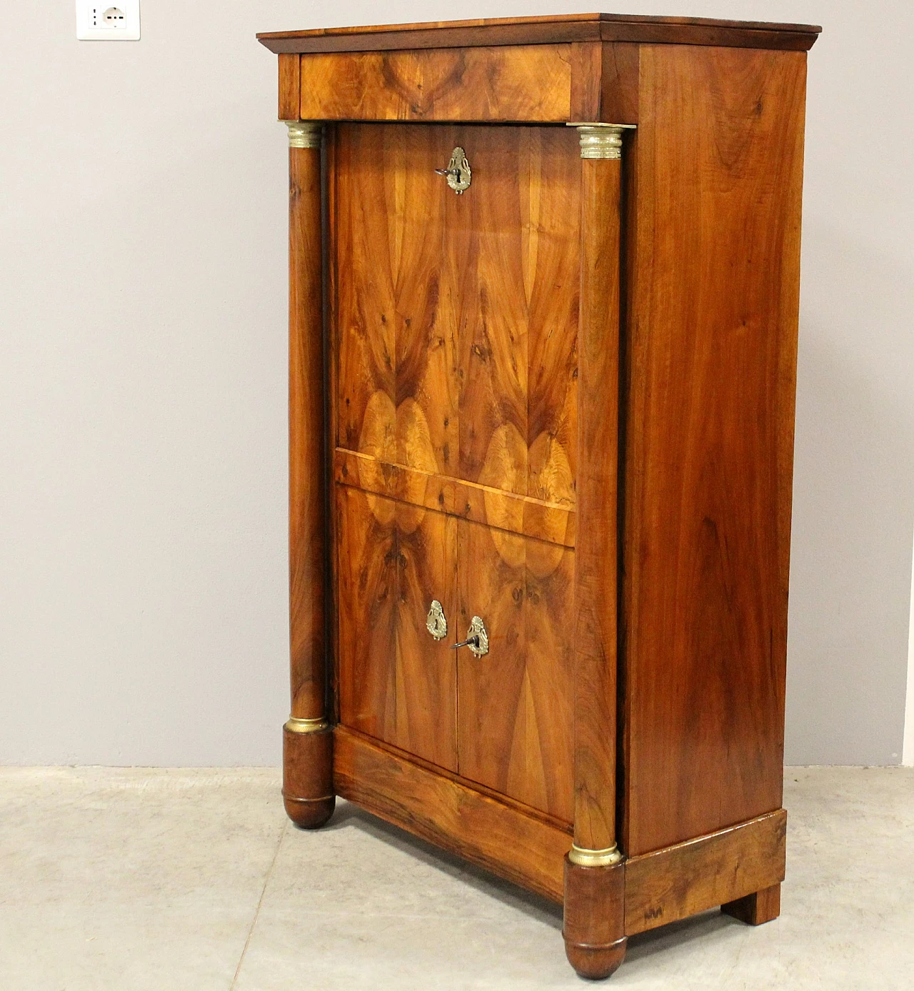 Empire solid walnut secrétaire, early 19th century 7