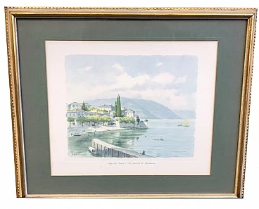 Lago di Como - La punta di Varenna, disegno ad acquerello