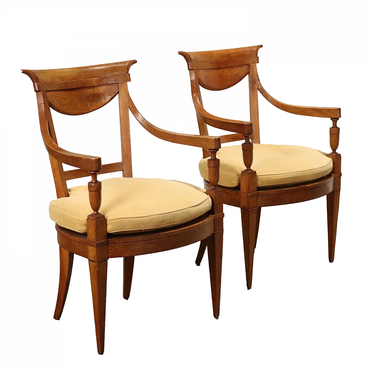 Coppia di poltrone Impero in ciliegio, inizio '800 1