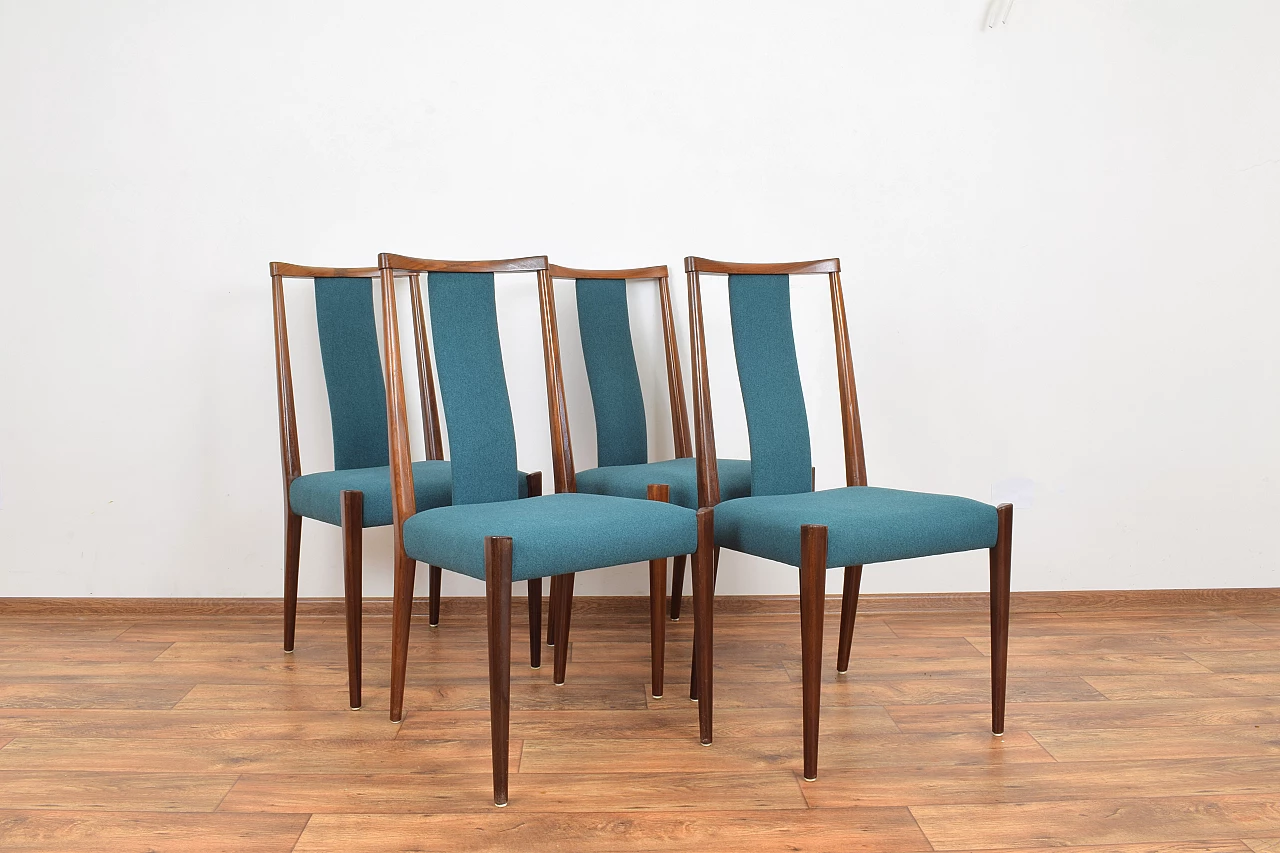 4 Danish solid teak dining chairs, 1960s 1