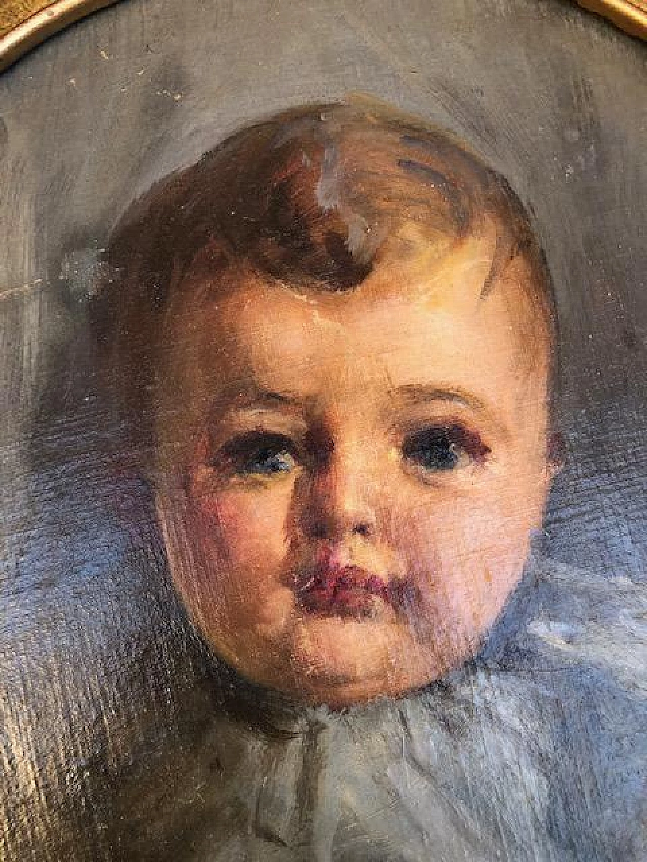 Portrait of a newborn child, oil on panel, 1930s 1