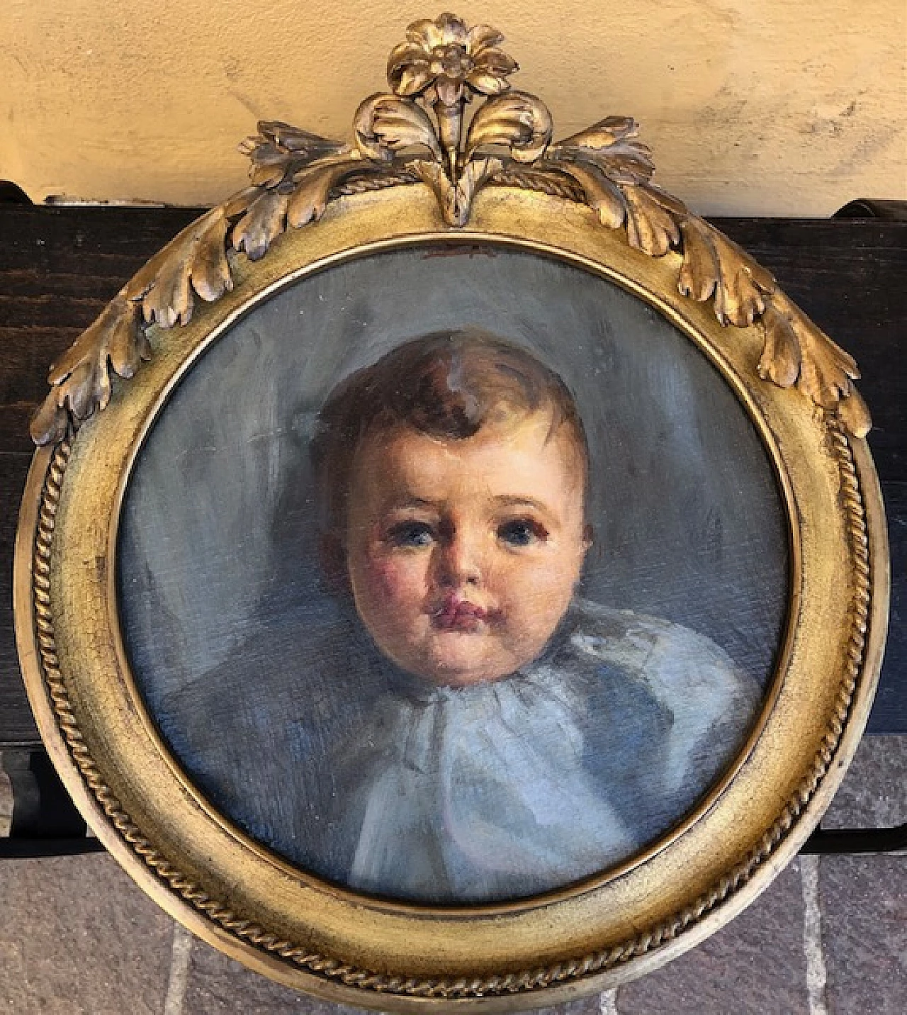 Portrait of a newborn child, oil on panel, 1930s 2