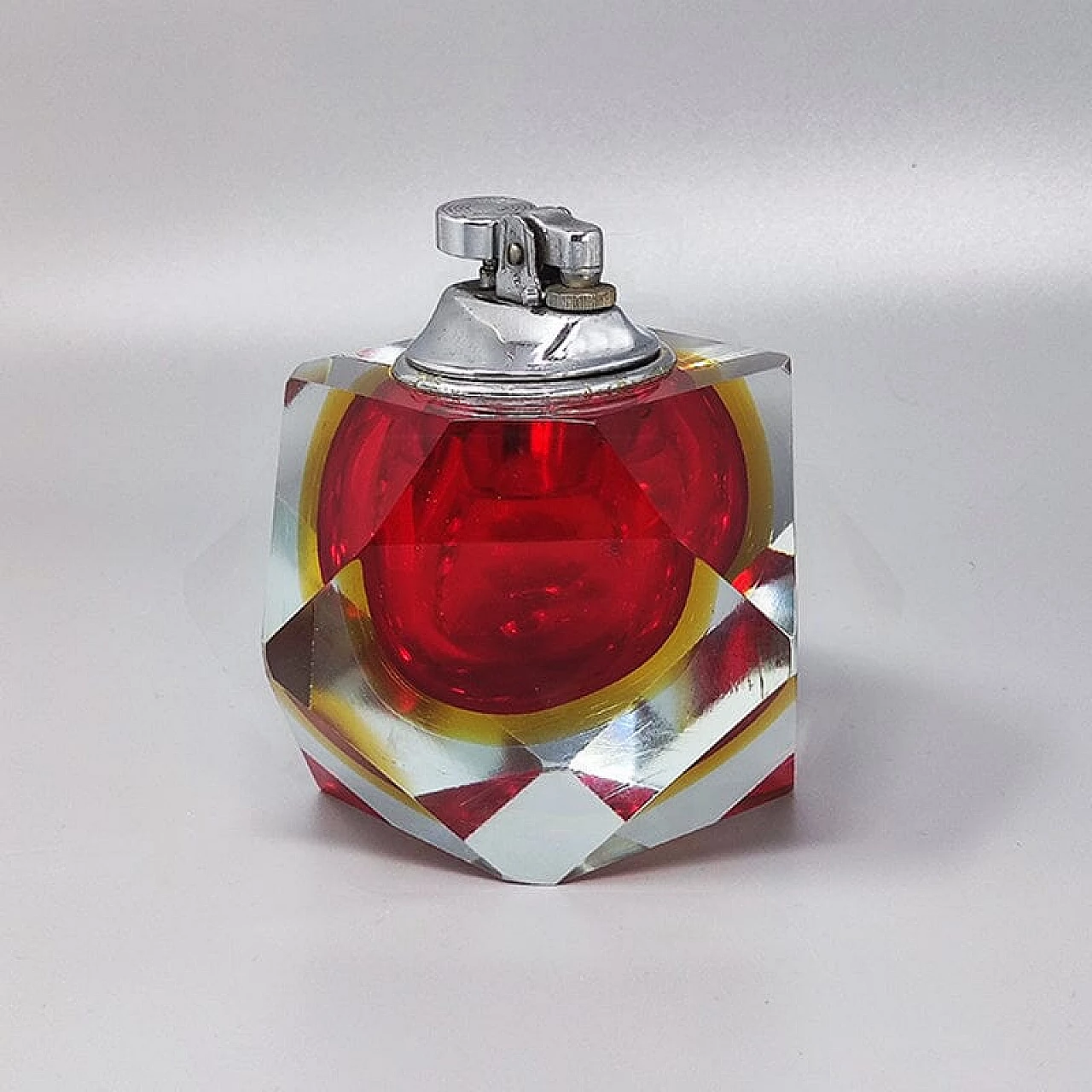 Red Murano glass submerged table lighter by Flavio Poli for Seguso, 1960s 3