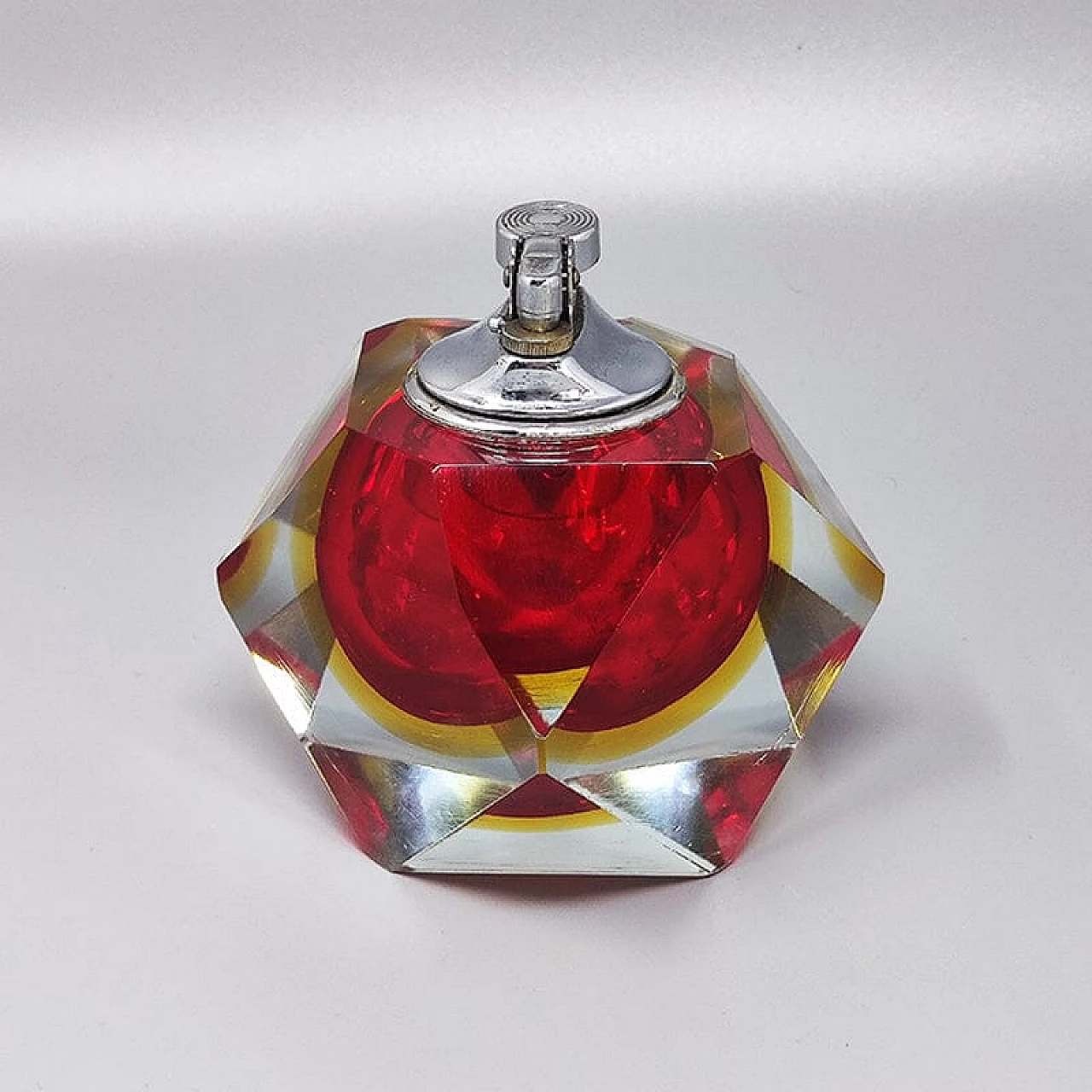 Red Murano glass submerged table lighter by Flavio Poli for Seguso, 1960s 4