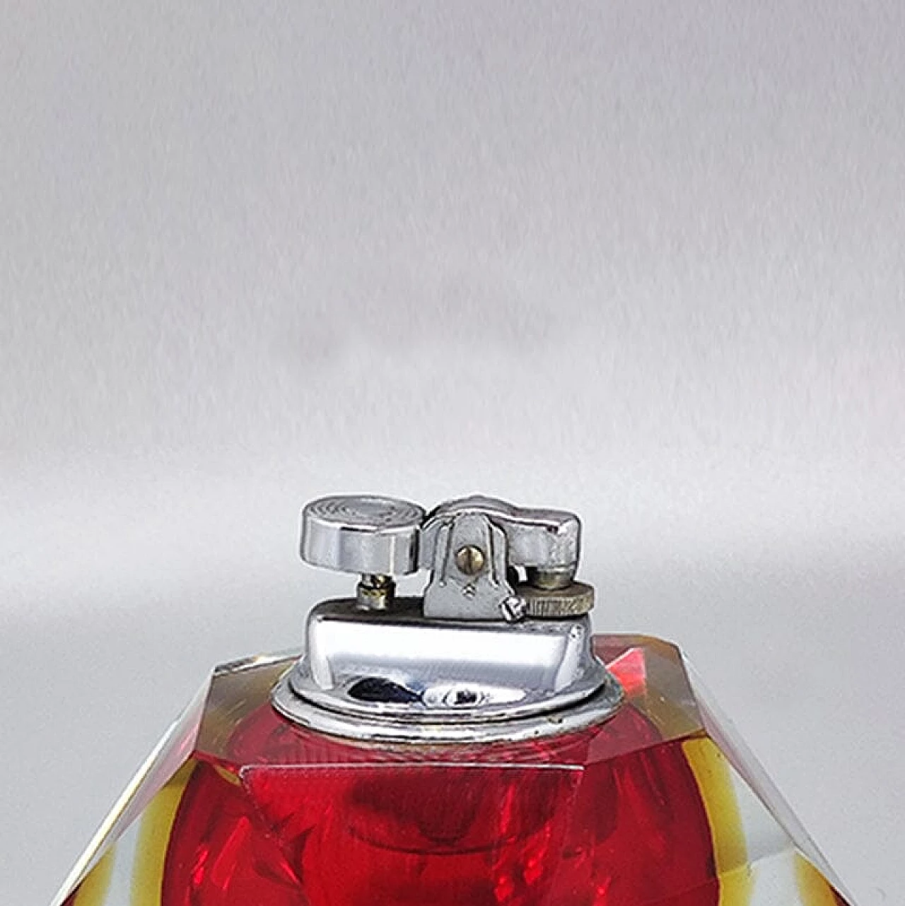 Red Murano glass submerged table lighter by Flavio Poli for Seguso, 1960s 5