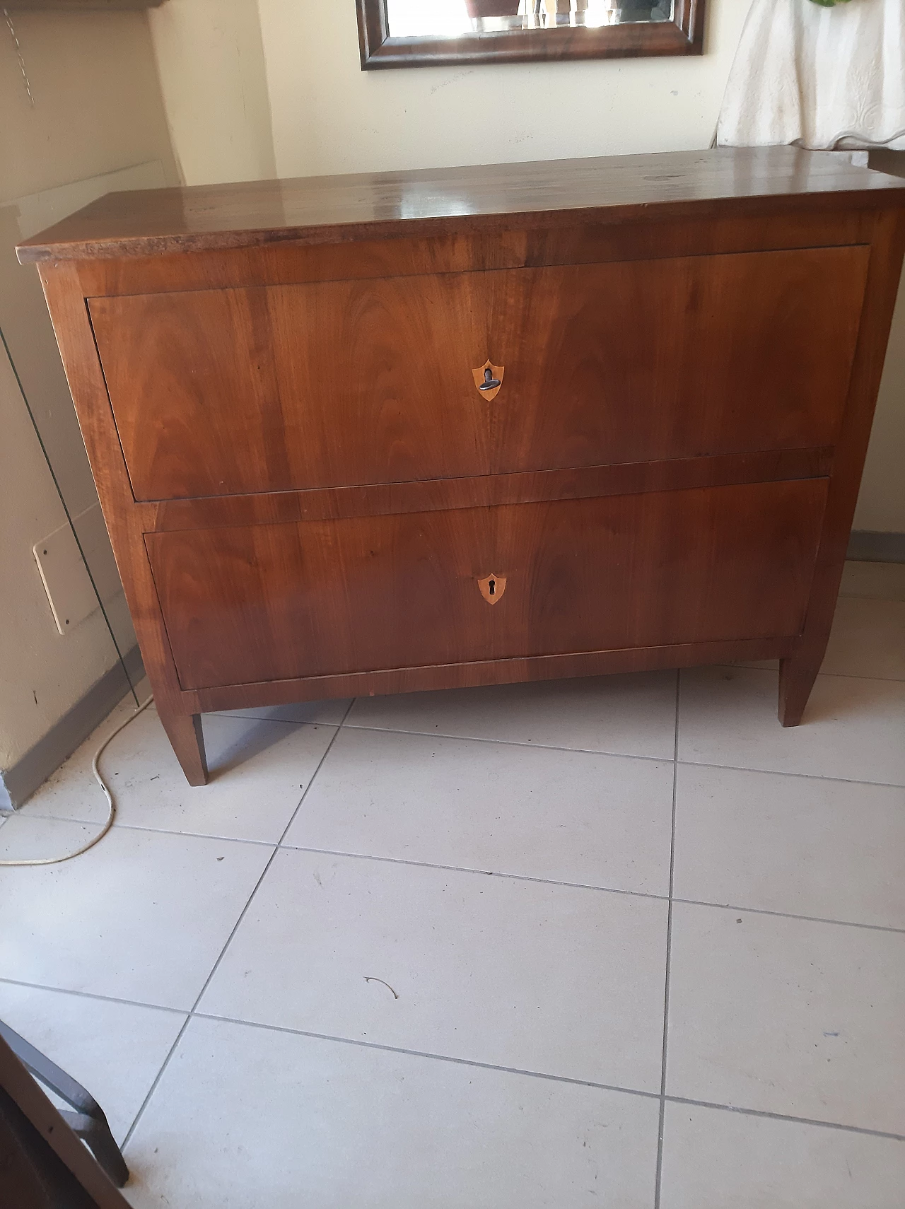 Cassettone in legno lastronato noce, fine '700 2