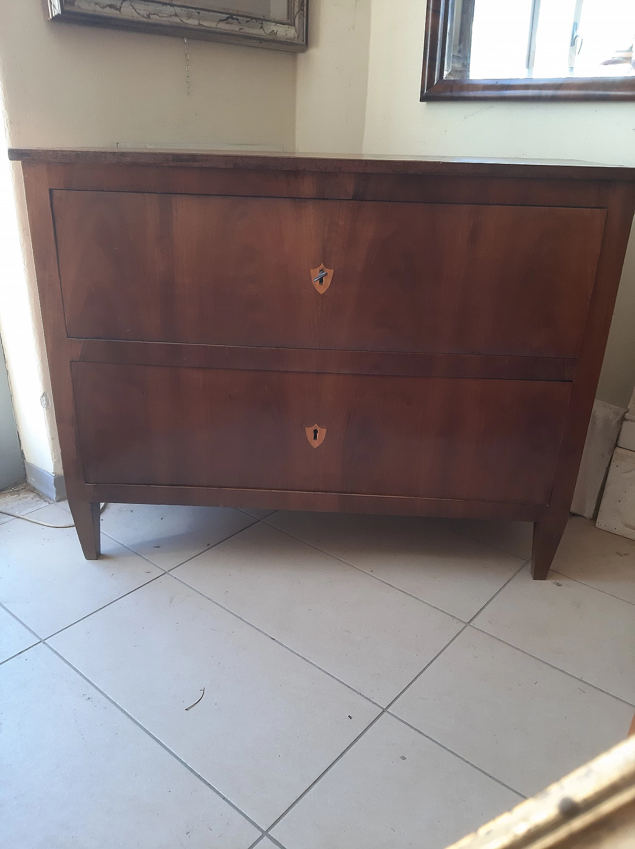 Cassettone in legno lastronato noce, fine '700 12