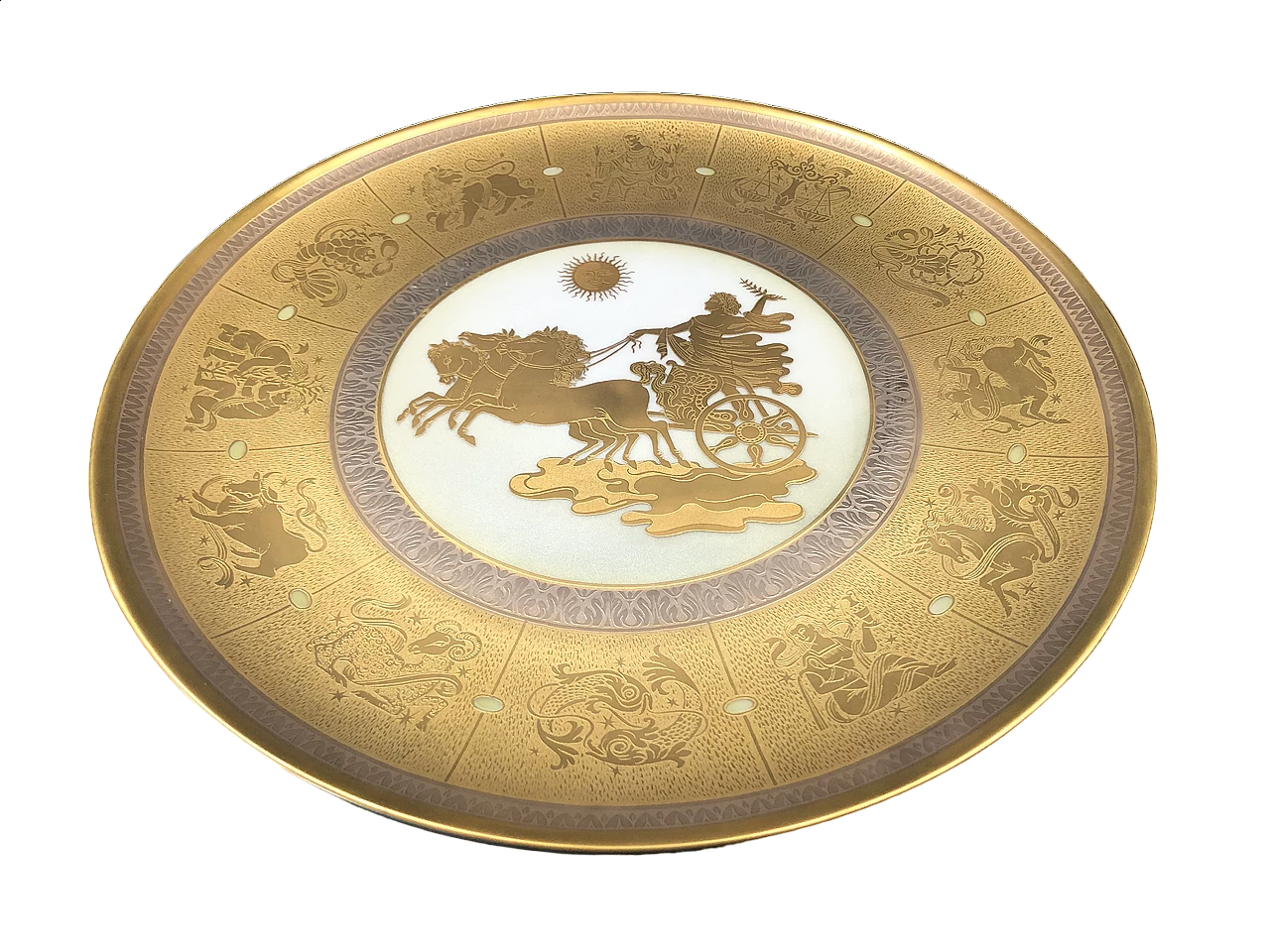 Engraved porcelain wall plate by Bottega orafa Morbelli, 1960s 6