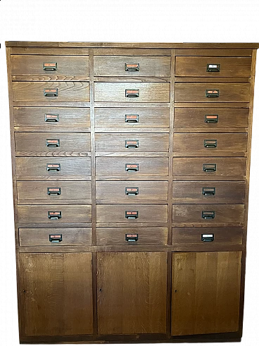 Wooden filing cabinet with twenty-four drawers, 1930s