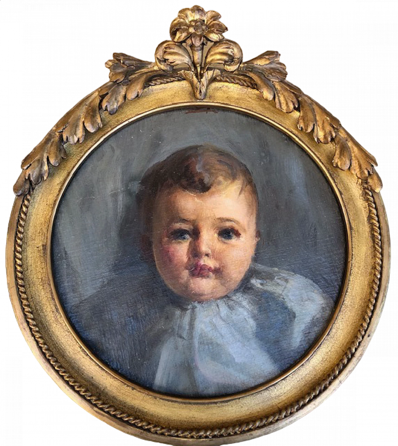 Portrait of a newborn child, oil on panel, 1930s 4