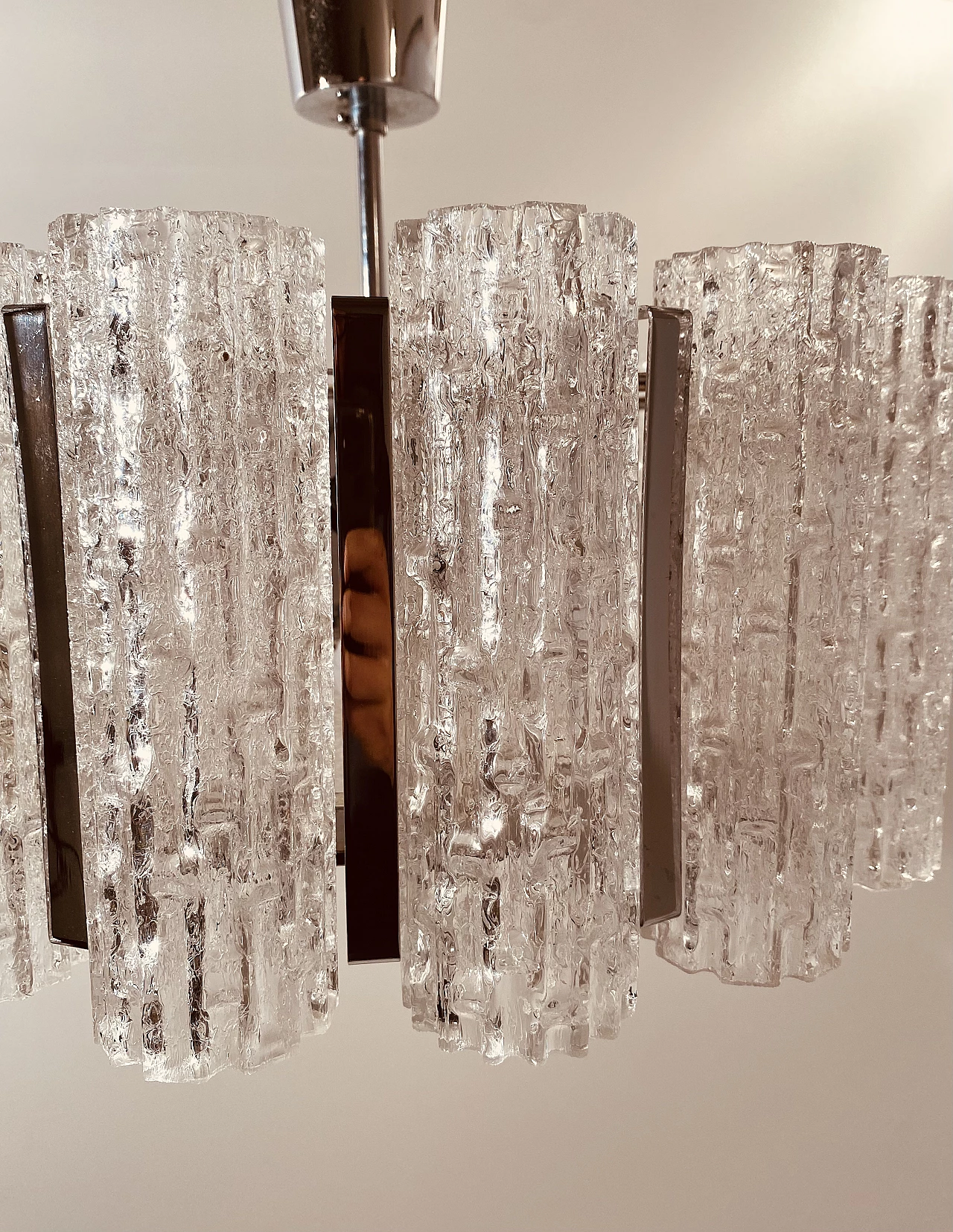 Lampadario in vetro di Murano e acciaio di Barovier & Toso, anni '60 9