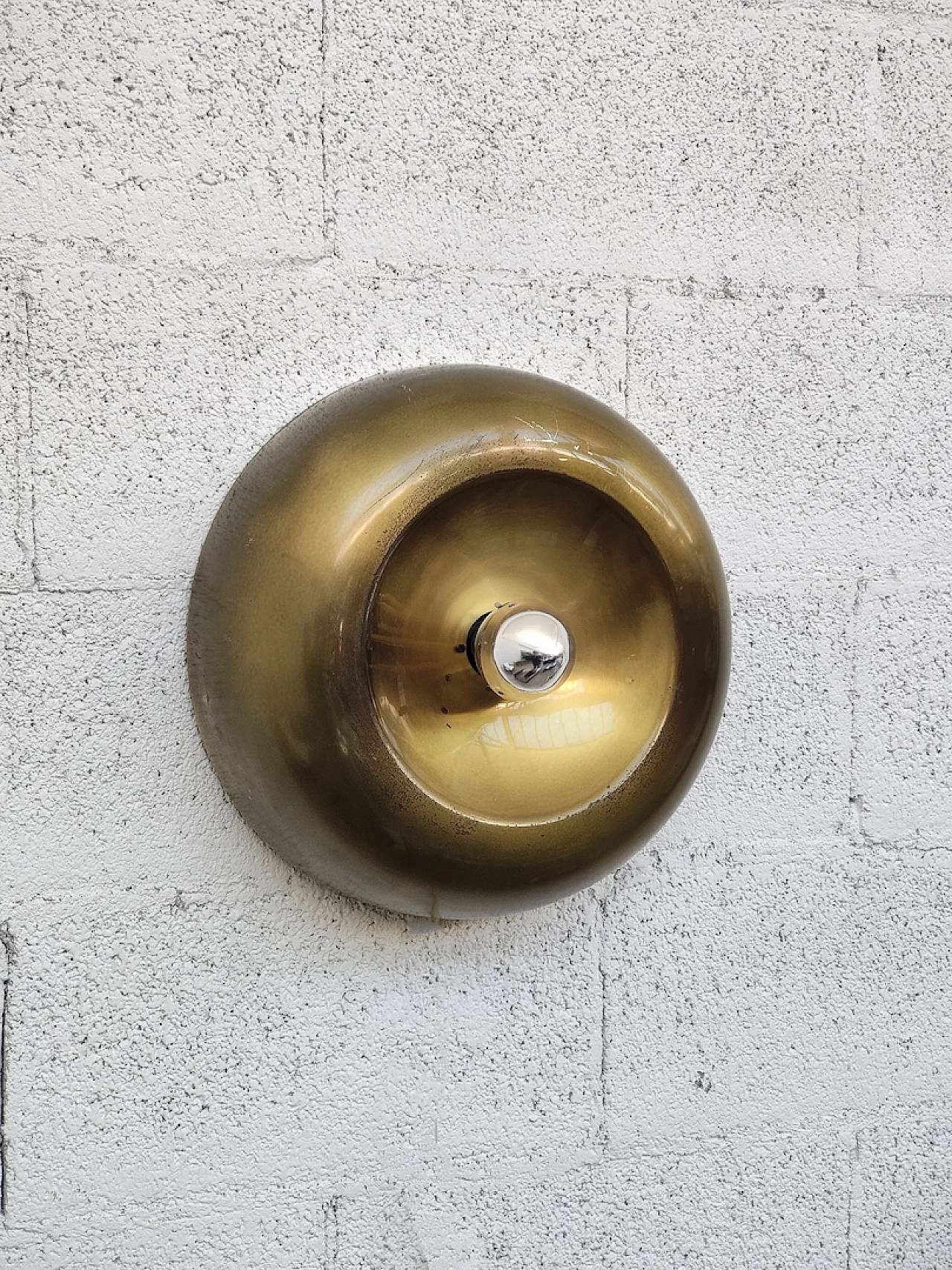 Pair of round brass wall lights, 1960s 6