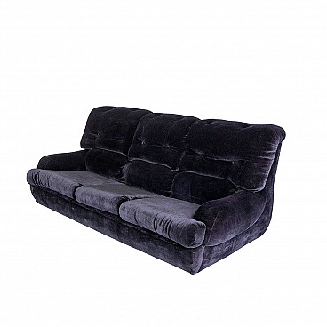 Black velvet sofa, 1970s