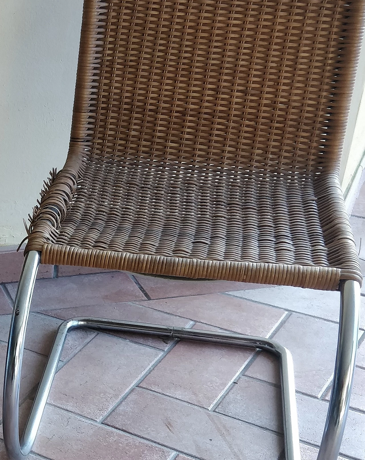 3 Sedie MR10 in acciaio cromato e rattan di Ludwig Mies van der Rohe per Thonet, anni '60 2