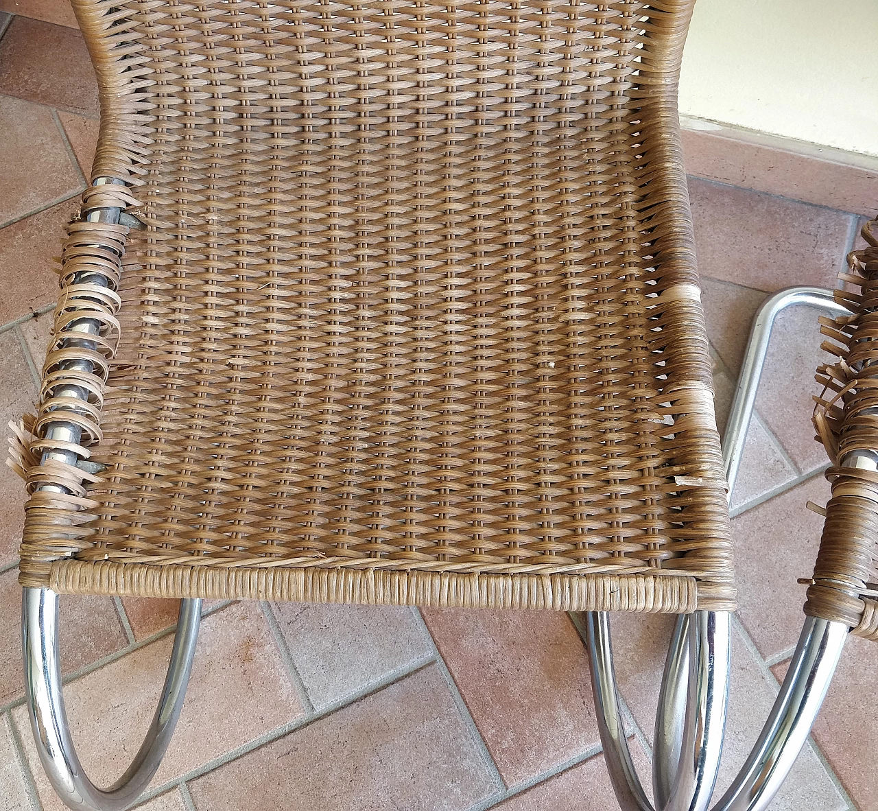 3 Sedie MR10 in acciaio cromato e rattan di Ludwig Mies van der Rohe per Thonet, anni '60 7