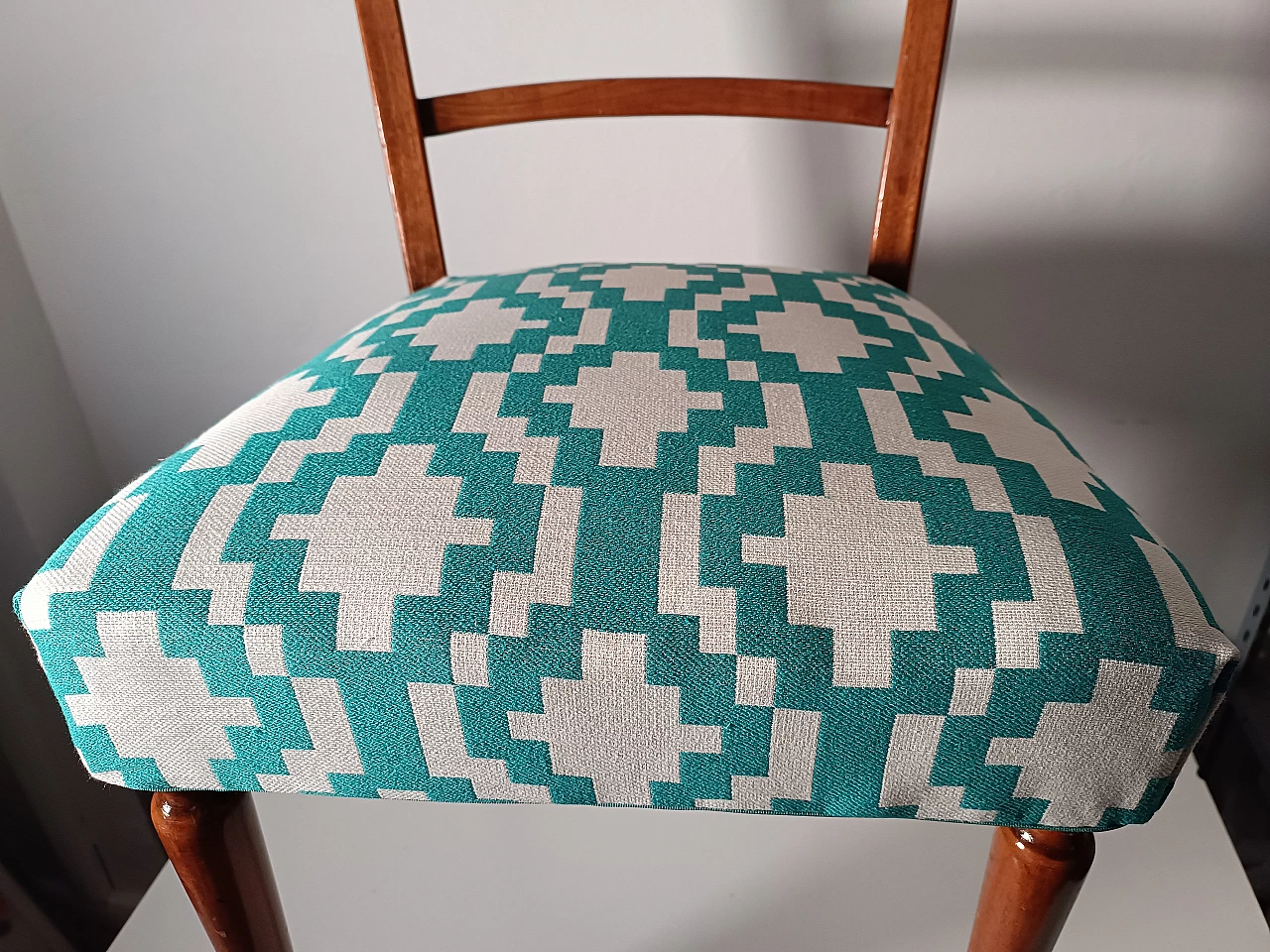 Pair of Scandinavian wood and fabric chairs, 1960s 6
