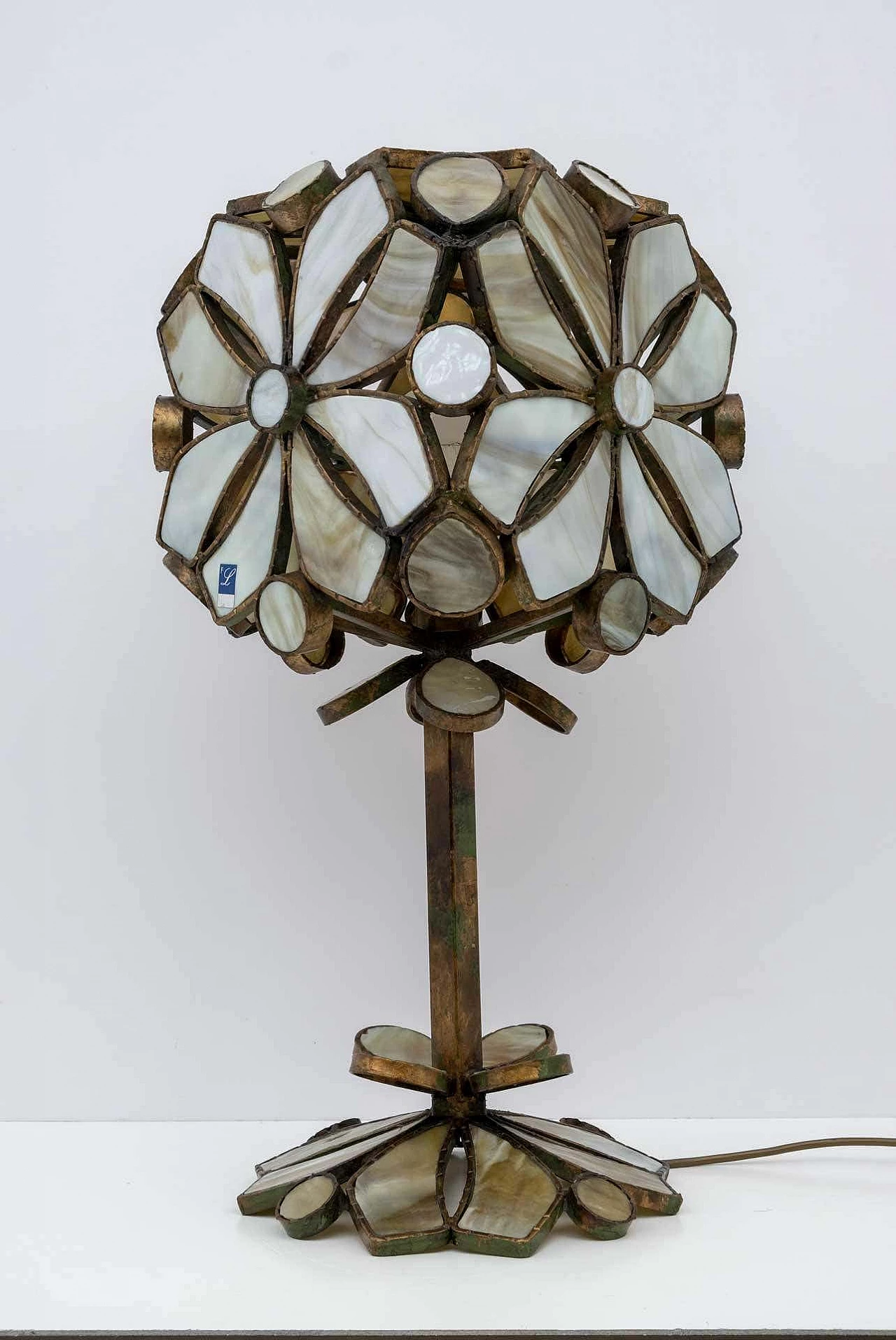 Brutalist table lamp in glass paste and wrought iron by Longobardi, 1970s 3