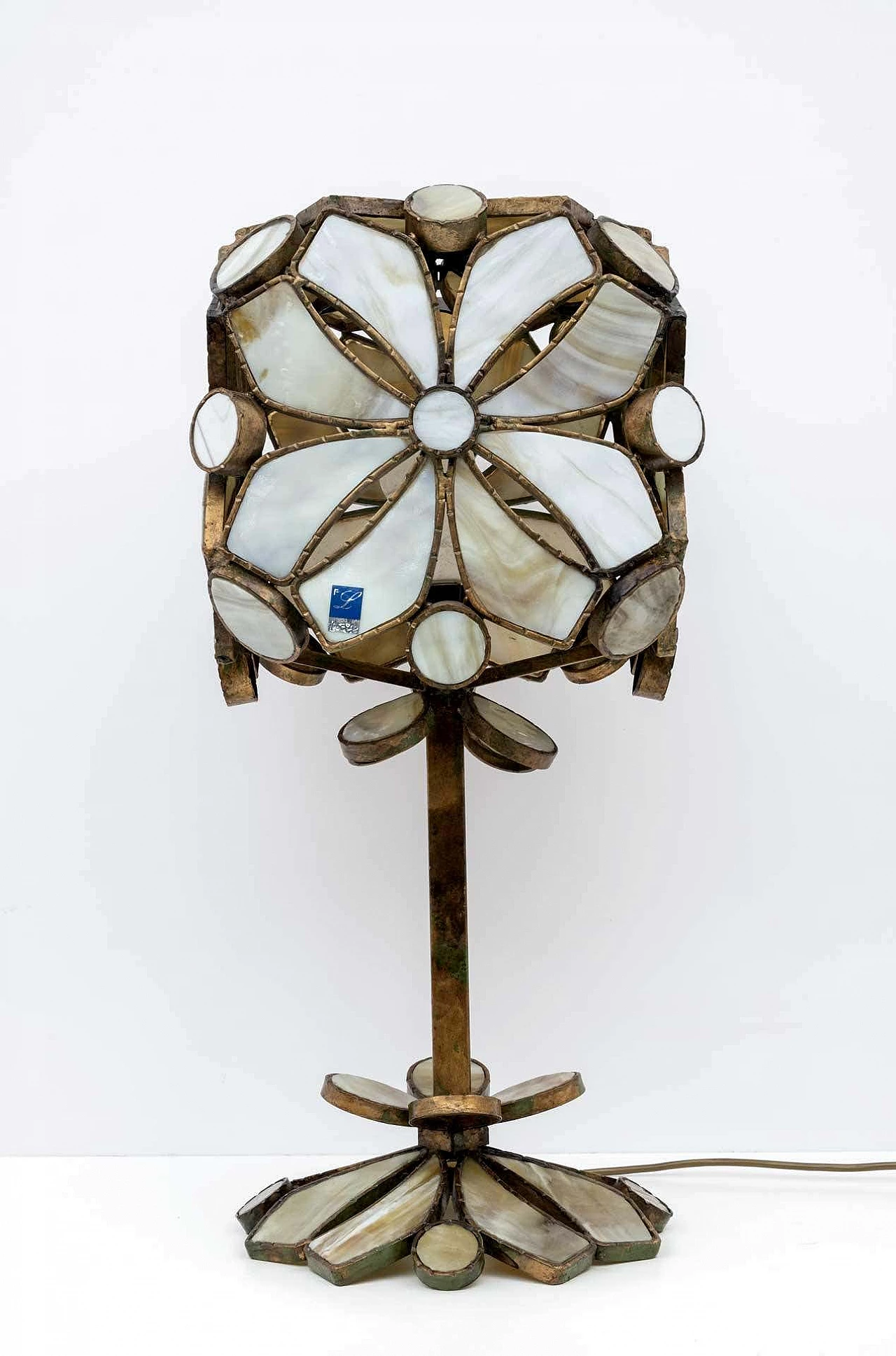 Brutalist table lamp in glass paste and wrought iron by Longobardi, 1970s 5