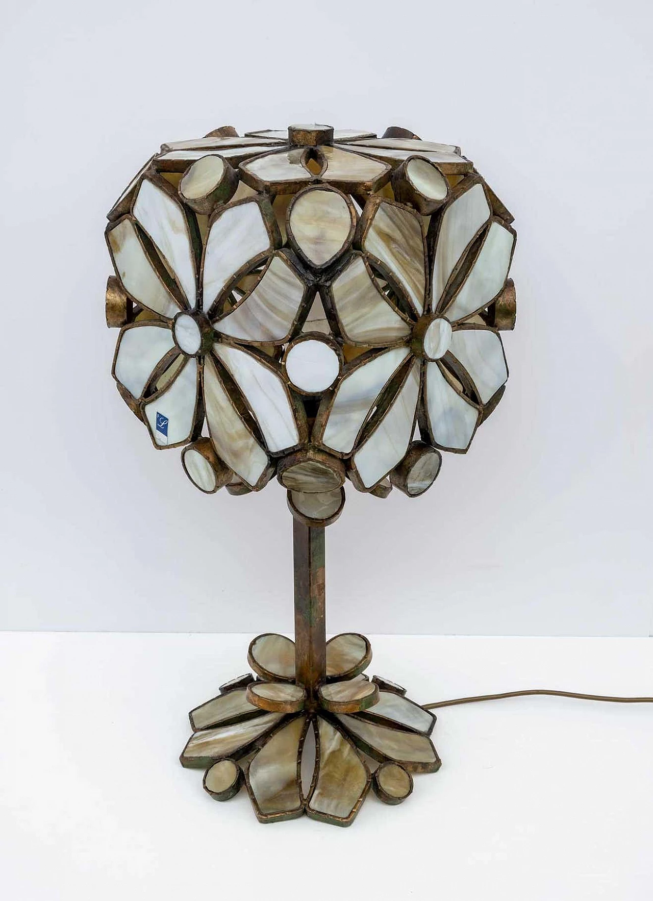 Brutalist table lamp in glass paste and wrought iron by Longobardi, 1970s 6