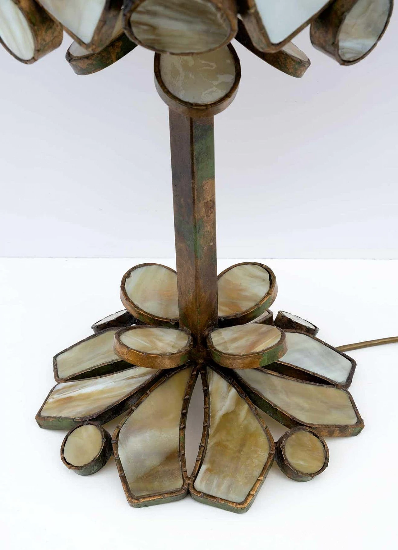 Brutalist table lamp in glass paste and wrought iron by Longobardi, 1970s 9