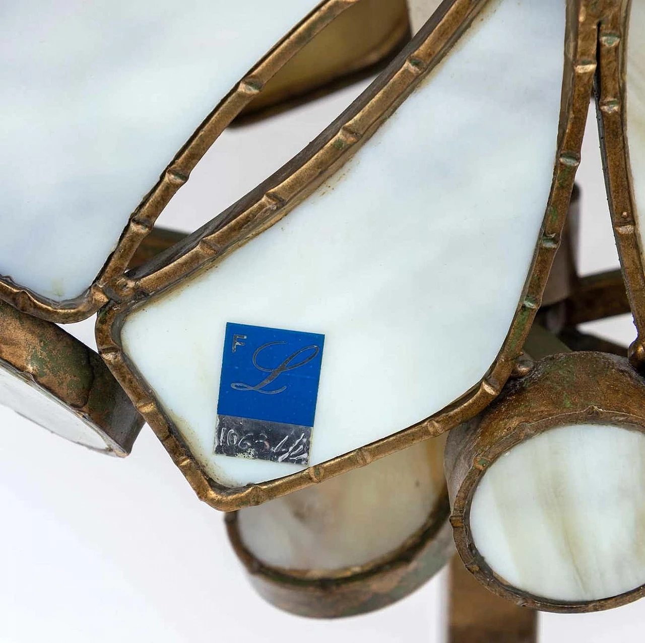 Brutalist table lamp in glass paste and wrought iron by Longobardi, 1970s 10