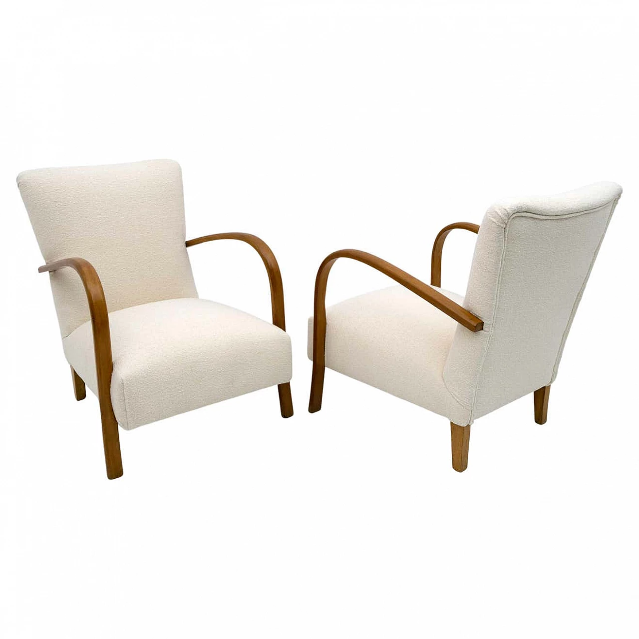 Coppia di poltrone Art Déco in bouclé, anni '20 9