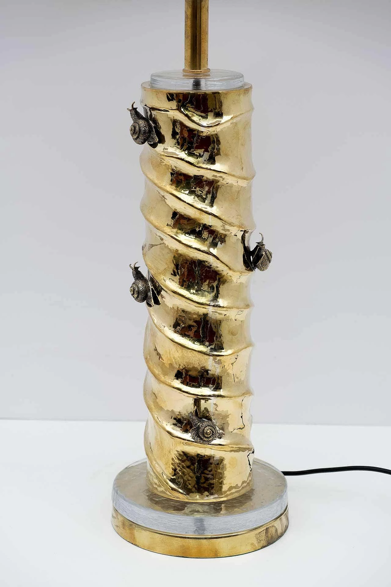 Pair of cast brass and Murano glass table lamps with Gucci fabric, 2000s 4