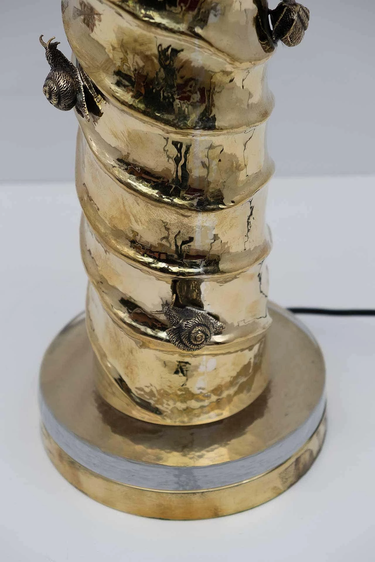 Pair of cast brass and Murano glass table lamps with Gucci fabric, 2000s 5