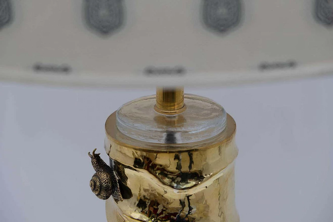 Pair of cast brass and Murano glass table lamps with Gucci fabric, 2000s 8